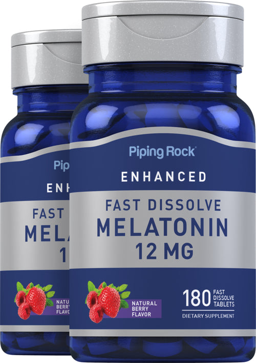 Mélatonine à dissolution rapide,  12 mg 180 Comprimés à dissolution rapide 2 Bouteilles