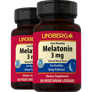 Melatonin Fast Dissolve (Natural Berry), 3 mg, 120 Lozenges, 2  Bottles