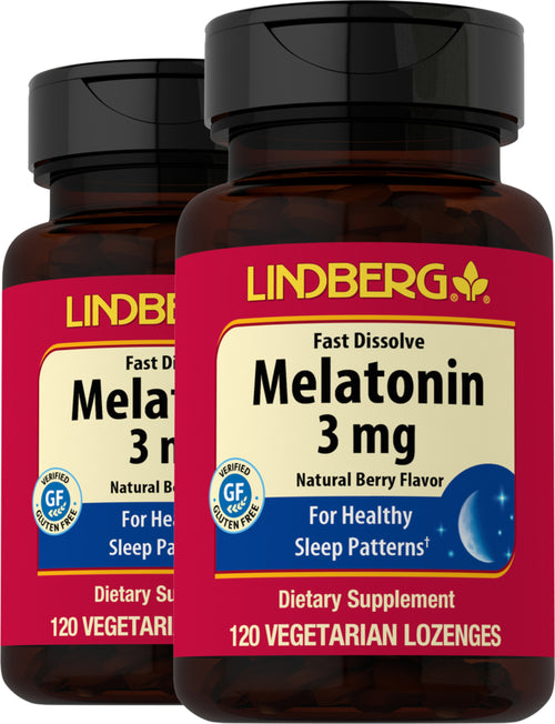 Mélatonine Dissolution rapide (arôme naturel de baies),  3 mg 120 Pastilles 2 Bouteilles
