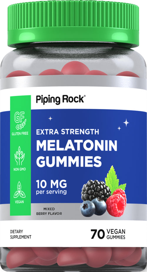 กัมมี่เมลาโทนิน (มิกซ์เบอร์รี่แสนอร่อย)  10 mg (ต่อการเสิร์ฟ) 70 วิตามินมังสวิรัติแบบเคี้ยว 