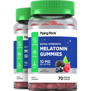 Melatonin, gumeni bomboni (prirodno bobi?asto vo?e) 10 mg (po obroku) 70 Veganski gumeni bomboni 2 Boce