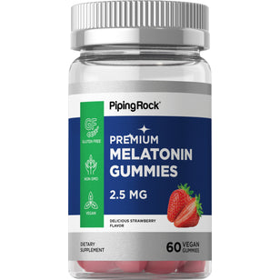 Melatonin Gummies (Delicious Strawberry), 2.5 mg, 60 Vegan Gummies