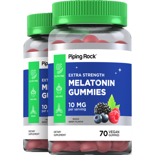 Melatonin Gummies (Mixed Berry), 10 mg (per serving), 70 Vegan Gummies, 2  Bottles