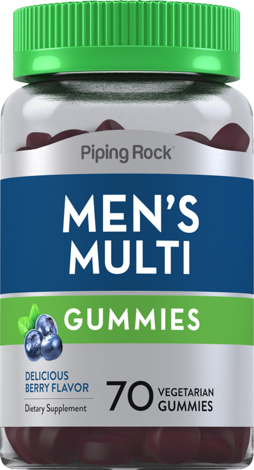 Multivitamínové gumové dražé + B-12 D3 a zinok pre mužov (prírodné bobuľové plody) 70 Vegetariánske gumené cukríky       