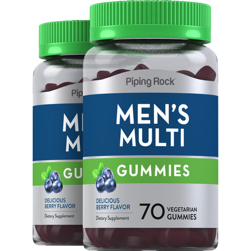 Multivitamines pour hommes + B-12 D3 et  bonbons gélifiés au zinc (Baie naturelle) 70 Gommes végératiennes 2 Bouteilles    