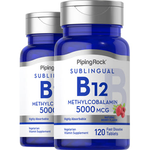 Methylcobalamin B-12 (Sublingual), 5000 mcg, 120 Fast Dissolve Tablets, 2  Bottles