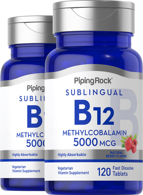 Méthylcobalamine B-12 (sublinguale),  5000 mcg 120 Comprimés à dissolution rapide 2 Bouteilles