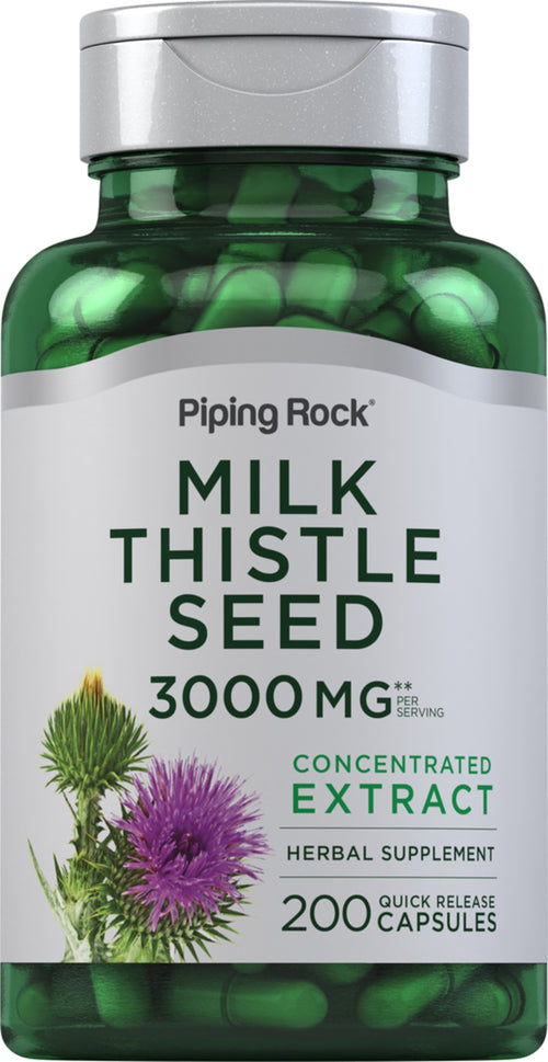 Extrato de sementes de cardo-mariano  3000 mg (por dose) 200 Cápsulas de Rápida Absorção     