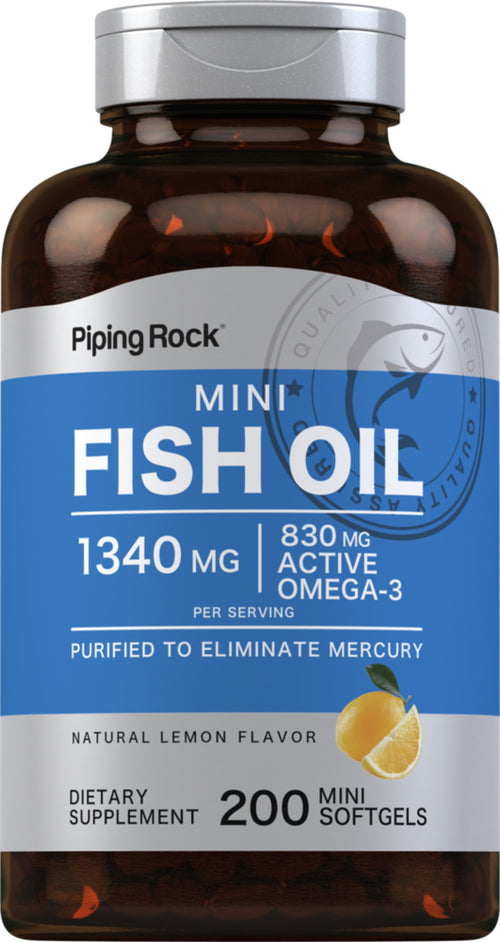 Mini omega-3 visolie 415 mg  citroensmaak 1300 mg (per portie) 200 Mini-softgels     