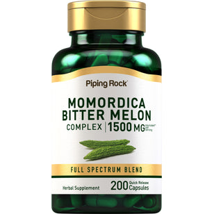 Momordica Melón Amargo, 1500 mg (por porción), 200 Cápsulas de liberación rápida