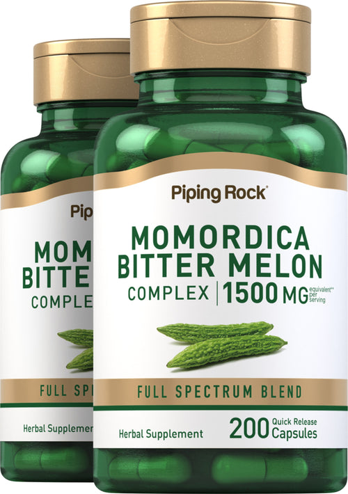 Momordica Bitter Melon, 1500 mg (per serving), 200 Quick Release Capsules, 2  Bottles