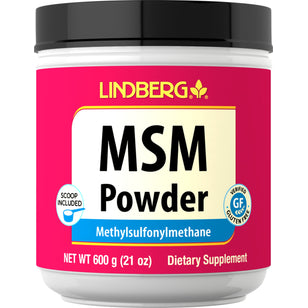 ผง MSM (เมทิลซัลโฟนิลมีเทน) 4000 mg (ต่อการเสิร์ฟ) 21 ออนซ์ 600 g ขวด  