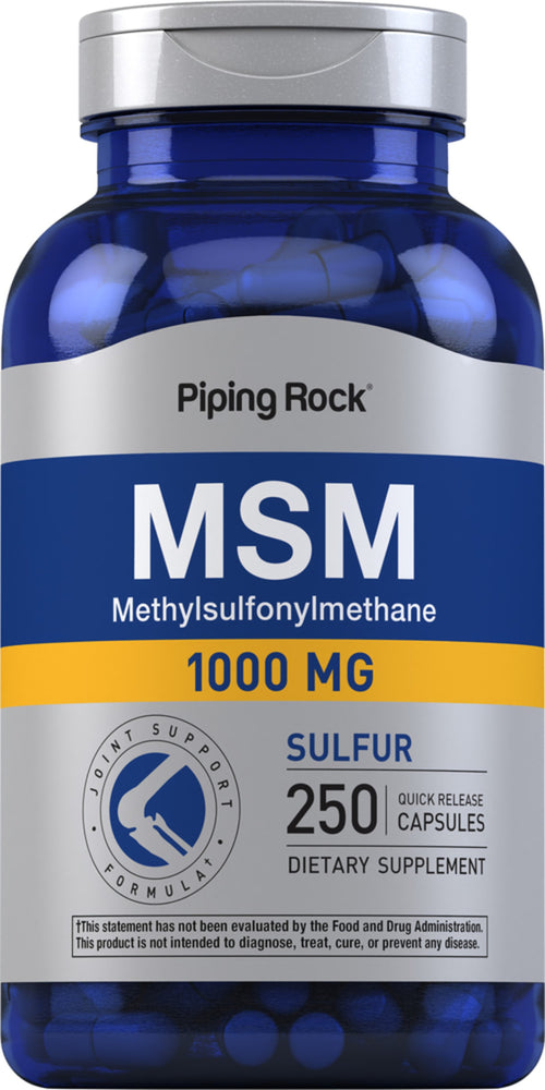 MSM + Enxofre  1000 mg 250 Cápsulas de Rápida Absorção     