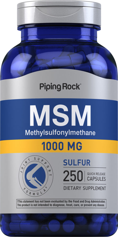 MSM + Enxofre  1000 mg 250 Cápsulas de Rápida Absorção     
