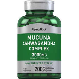 Mucuna ashwagandha-komplex 3000 mg (per portion) 200 Vegetariska kapslar