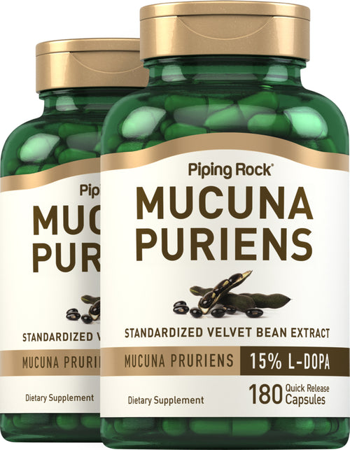 Mucuna Pruriens Standardized (Velvet Bean), 350 mg, 180 Quick Release Capsules, 2  Bottles