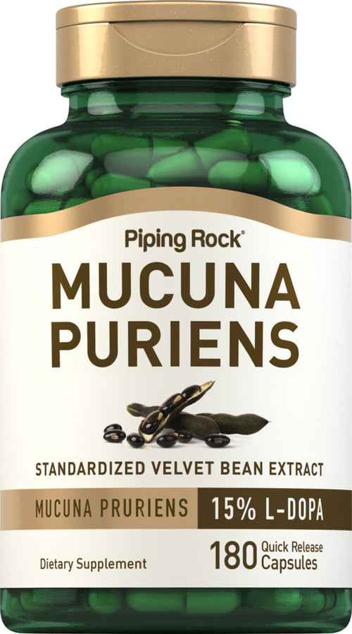 Mucuna pruriens estandarizada (Frijol terciopelo)  350 mg 180 Cápsulas de liberación rápida   