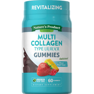 Multi Collagen Gummies (Types I, II, III, V, X) (Natural Mixed Fruit), 60 Gummies