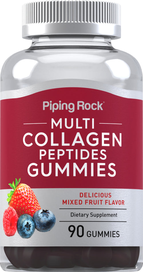 Gommes multi peptides de collagène (fruits mélangés délicieux),  90 Gommes gélifiées