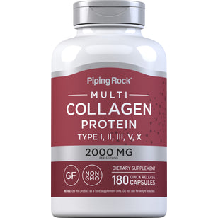 Multi Collagen Protein (typy I, II, III, V, X) 2000 mg (na porcję) 180 Kapsułki o szybkim uwalnianiu     