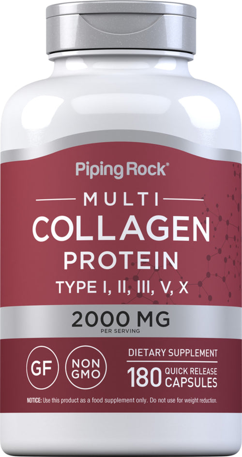 Multicollageen-proteïne (typen I, II, III, V, X) 2000 mg (per portie) 180 Snel afgevende capsules     