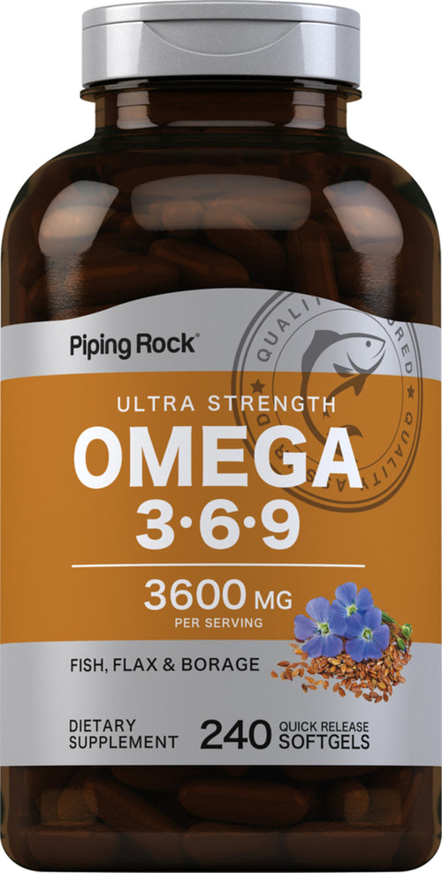 多重歐米加3-6-9 魚油、亞麻與琉璃苣油複合物軟膠囊 240 快速釋放軟膠囊       
