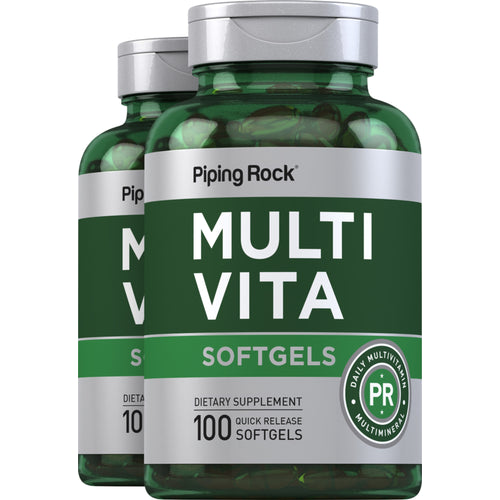 Multi-Vita (Multivitamin Mineral), 100 Quick Release Softgels, 2  Bottles