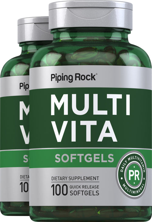 Multi-Vita (minéraux multi-vitaminés),  100 Capsules molles à libération rapide 2 Bouteilles