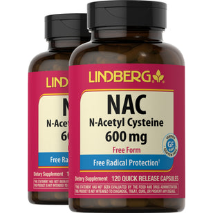 NAC N-Acetyl Cysteine, 600 mg, 120 Quick Release Capsules, 2  Bottles
