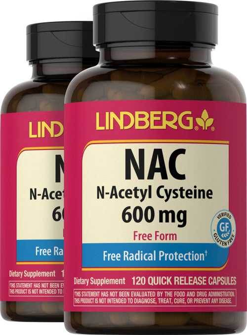 NAC N-Acétyle Cystéine,  600 mg 120 Gélules à libération rapide 2 Bouteilles