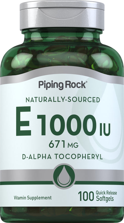Vitamine E naturelle -  1000 IU 100 Capsules molles à libération rapide     