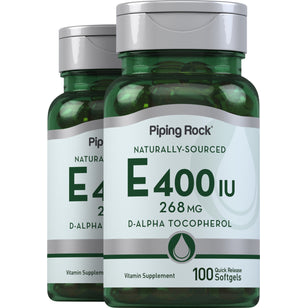 Natural Vitamin E, 400 IU, 100 Quick Release Softgels, 2  Bottles