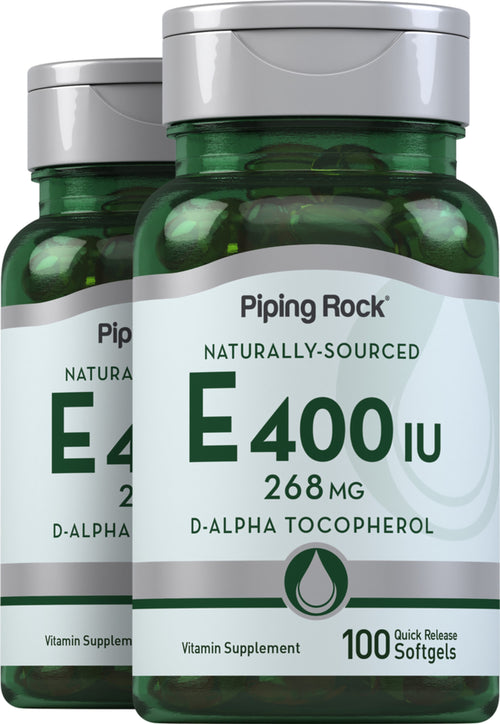 Natural Vitamin E, 400 IU, 100 Quick Release Softgels, 2  Bottles