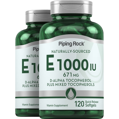 Natural Vitamin E plus Mixed Tocopherols, 1000 IU, 120 Quick Release Softgels, 2  Bottles