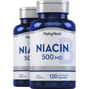 Niacyna  500 mg 120 Kapsułki o szybkim uwalnianiu ,2 Butelki   