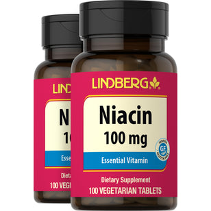 Niacine (B-3),  100 mg 100 Comprimés végétaux 2 Bouteilles