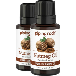 Nutmeg Pure Essential Oil (GC/MS Tested), 1/2 fl oz (15 mL) Dropper Bottle, 2  Dropper Bottles