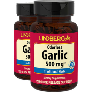 Odorless Garlic, 500 mg, 120 Quick Release Softgels, 2  Bottles