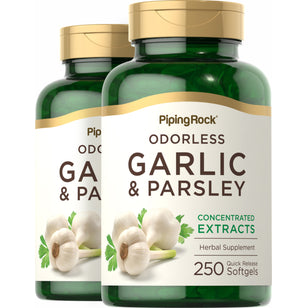 Odorless Garlic & Parsley, 250 Quick Release Softgels, 2  Bottles