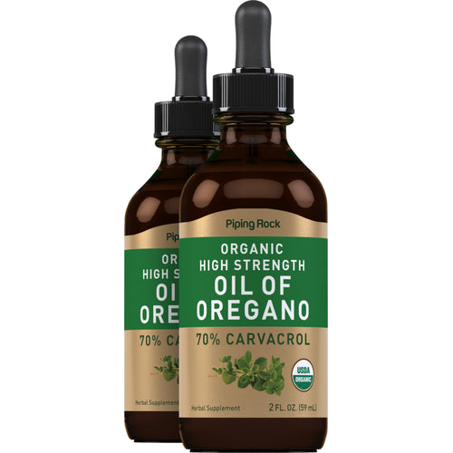 Oil of Oregano High Strength (Organic), 2 fl oz (59 mL) Dropper Bottle, 2  Dropper Bottles