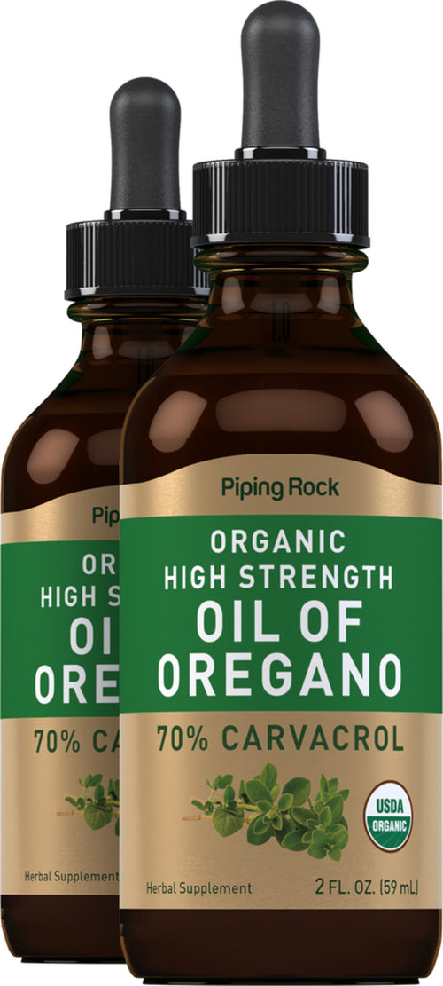 Oil of Oregano High Strength (Organic), 2 fl oz (59 mL) Dropper Bottle, 2  Dropper Bottles