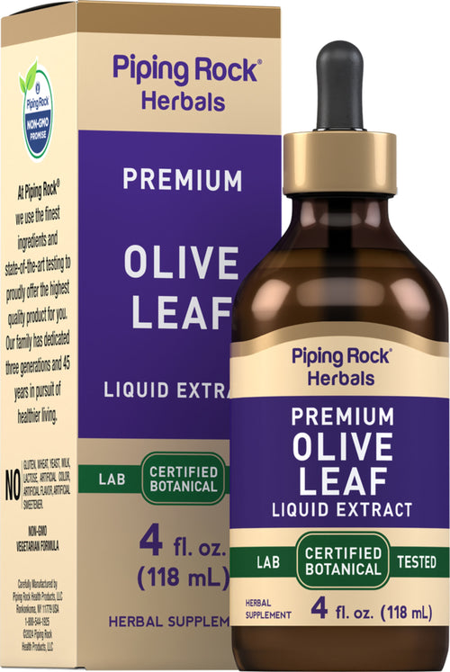 Extracto líquido de hoja de olivo - Sin alcohol 4 fl oz 118 ml Frasco con dosificador