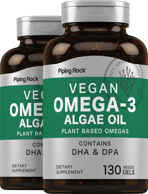 Omega-3 Algae Oil Vegan, 130 Veggie Gels, 2  Bottles