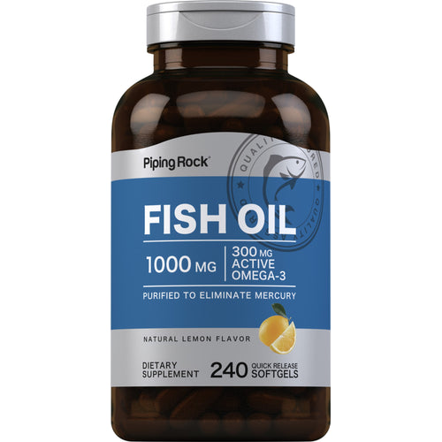 Рыбий жир омега-3 со вкусом лимона 1000 мг 240 Быстрорастворимые гелевые капсулы     