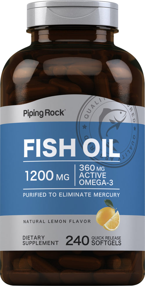 Omega-3 Fiskeolie med citrussmag 1200 mg 240 Softgel for hurtig frigivelse     