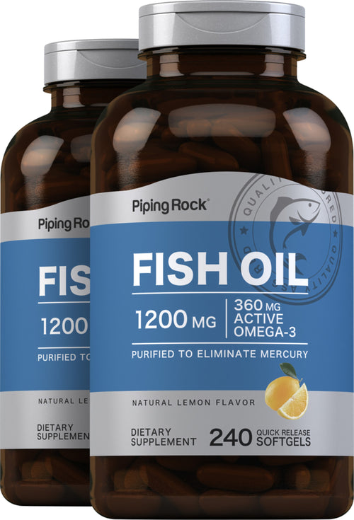 Omega-3 Fish Oil (Natural Lemon), 1200 mg, 240 Quick Release Softgels, 2  Bottles