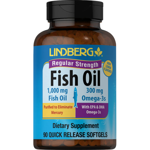 Omega-3-fiskeolie med almindelig styrke (citron) 1000 mg 90 Softgel for hurtig frigivelse     