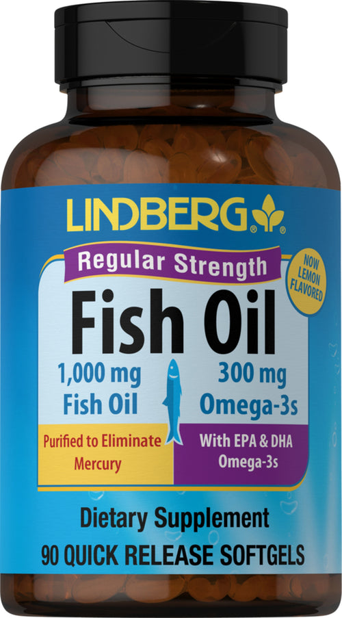 Omega-3-fiskolja, normal styrka (citron) 1000 mg 90 Snabbverkande gelékapslar     