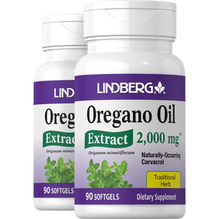 Extrait d'huile d'origan,  2000 mg 90 Capsules 2 Bouteilles