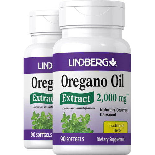 Extrait d'huile d'origan,  2000 mg 90 Capsules 2 Bouteilles